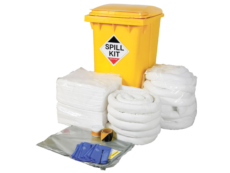 Oil & Fuel Spill Kit - Wheelie-bin - Absorbs 350L