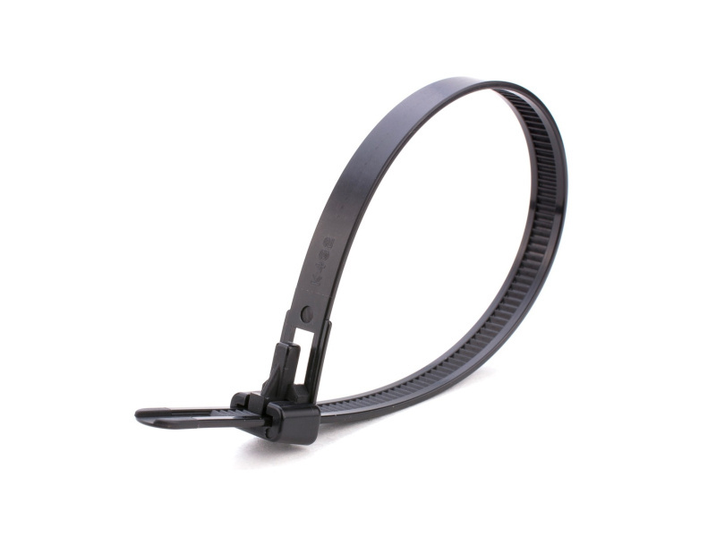 Releasable Cable Tie Wraps - Black Nylon