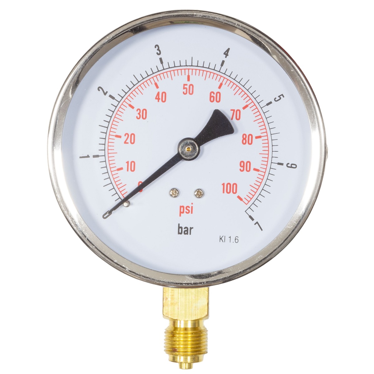 4" Dial Pressure Gauge 0-100 PSI/Bar 3/8" BSP Bottom Connection