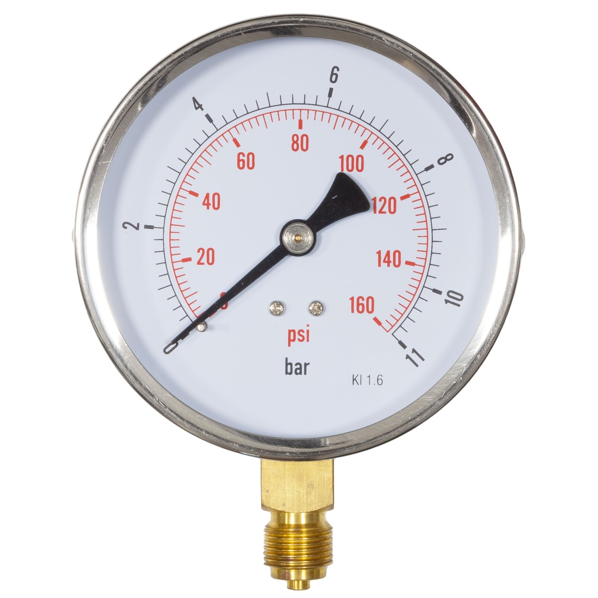 4" Dial Pressure Gauge 0-160 PSI/Bar 3/8" BSP Bottom Connection