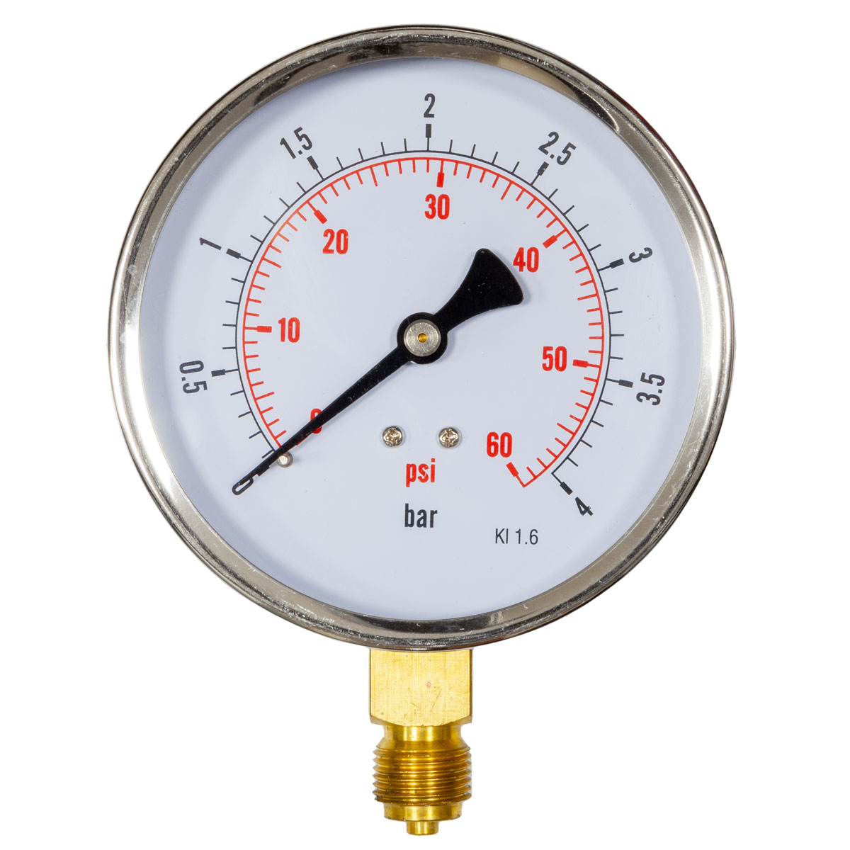 4" Dial Pressure Gauge 0-60 PSI/Bar 3/8" BSP Bottom Connection