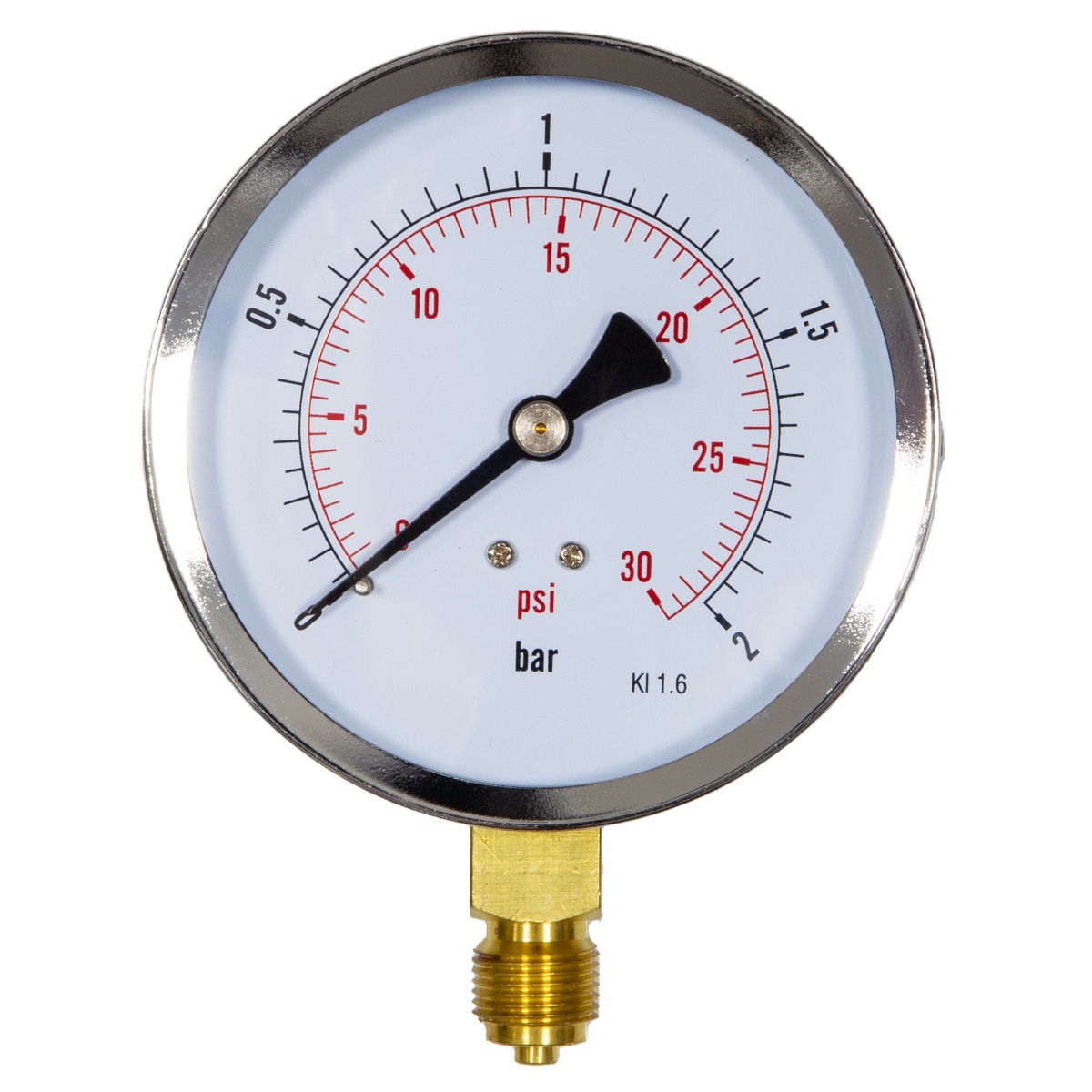 4" Dial Pressure Gauge 0-30 PSI/Bar 3/8" BSP Bottom Connection