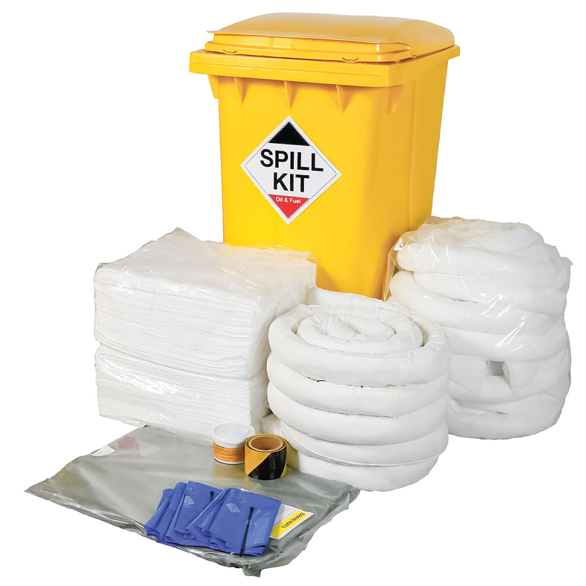 Oil & Fuel Spill Kit - Wheelie-bin - Absorbs 350L