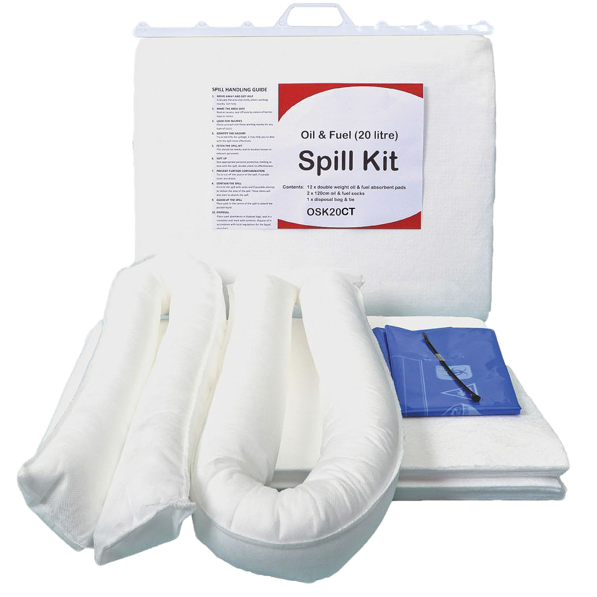 Oil & Fuel Spill Kit - Clip-top Bag - Absorbs 20L