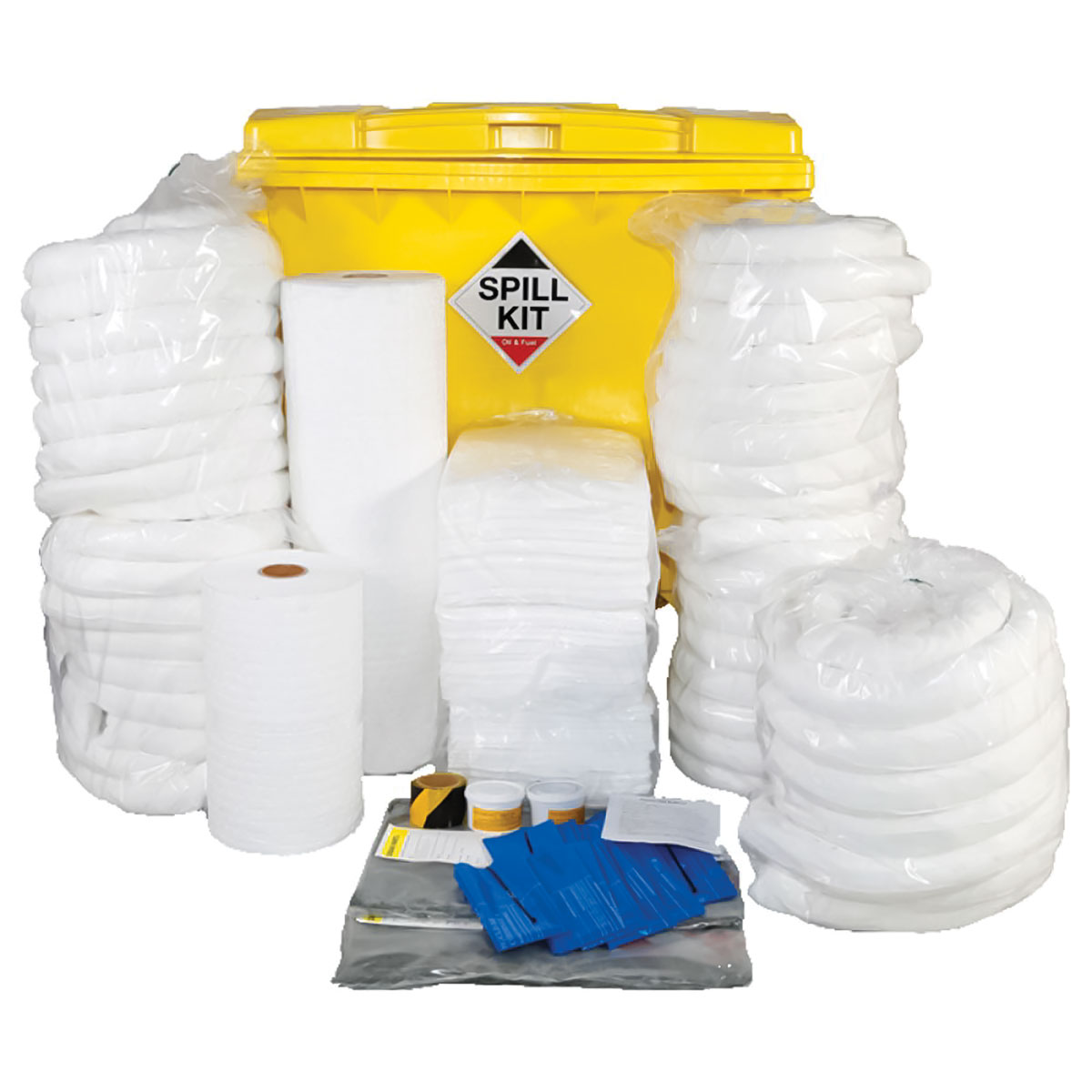 Oil & Fuel Spill Kit - Wheeled Bin - Absorbs 1100L