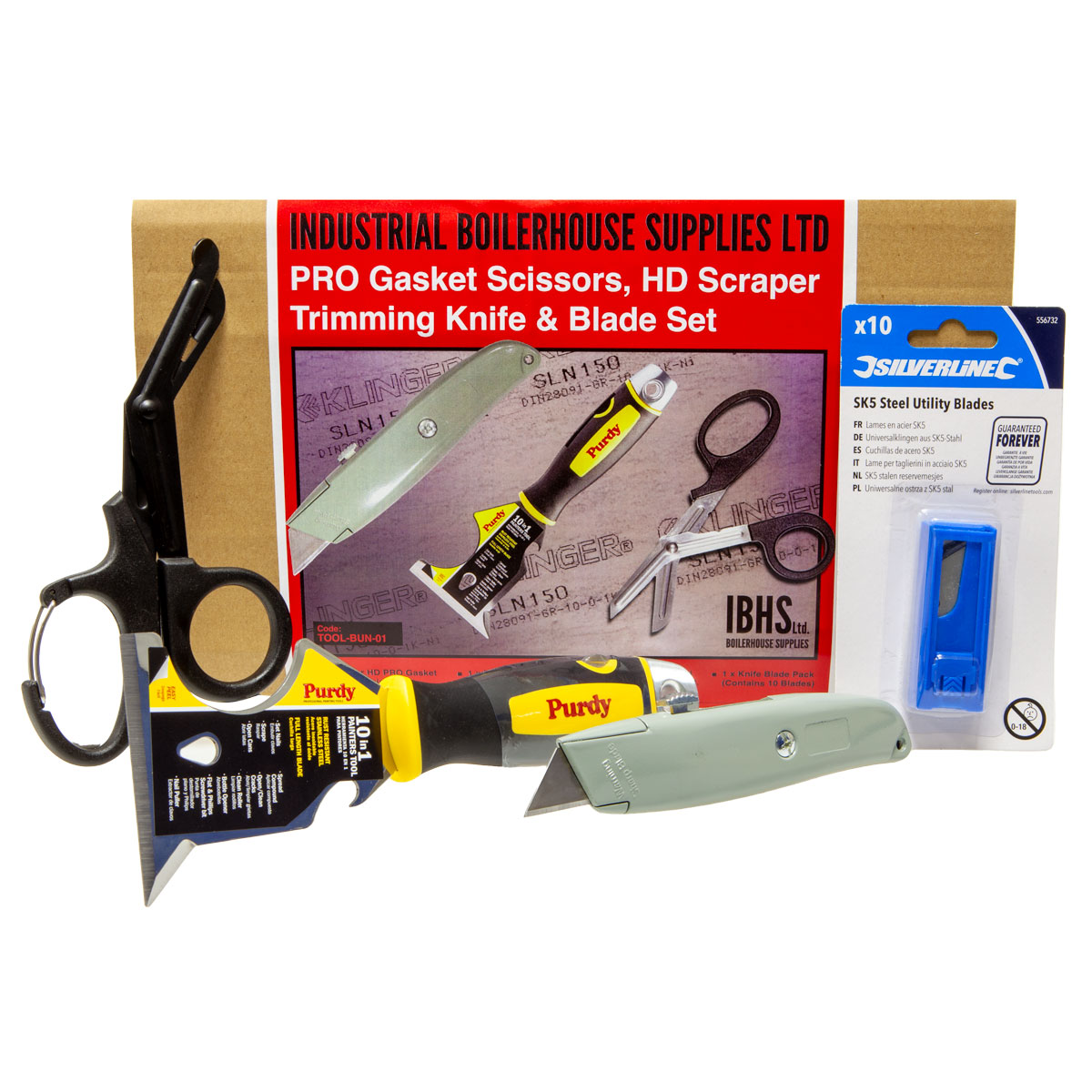 PRO Gasket Scissors, HD Scraper, Trimming Knife & Blade Set