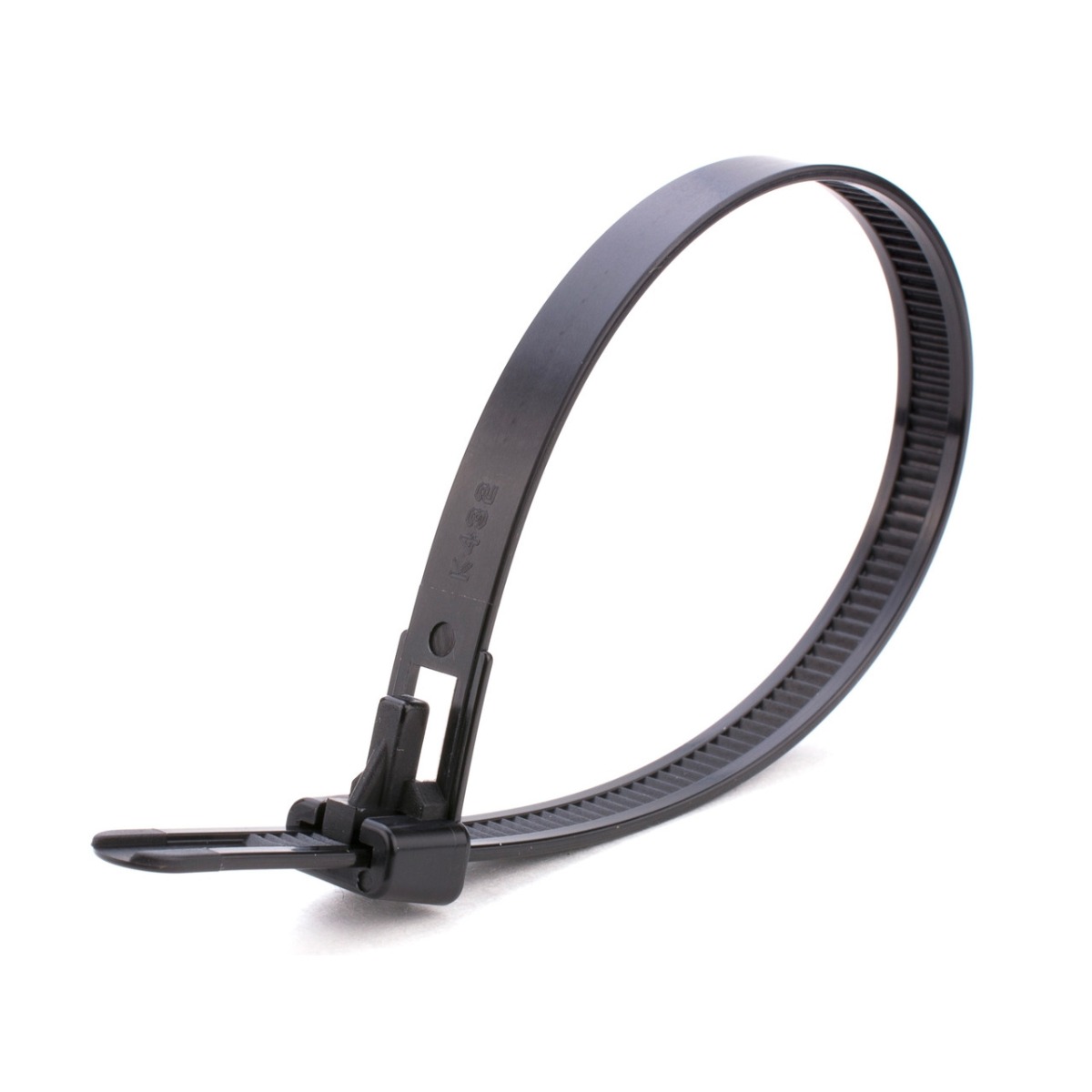 Releasable Cable Tie Wraps - Black Nylon 7.6mm 300mm Long