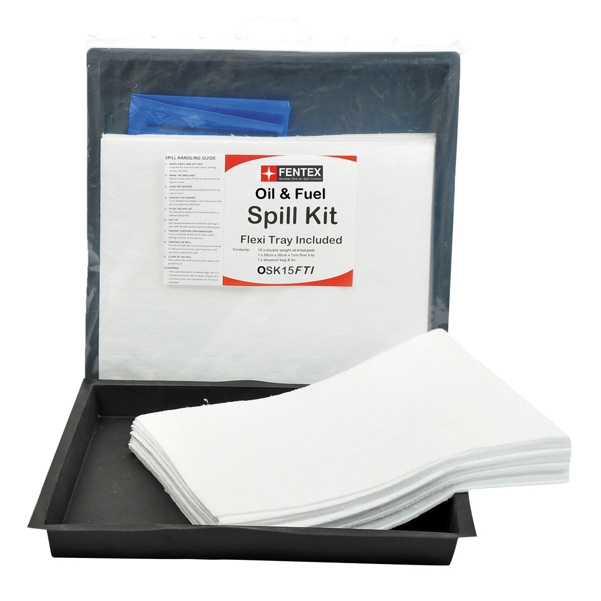 15L Oil Spill Kit c/w 52cm x 52cm Flexi Tray