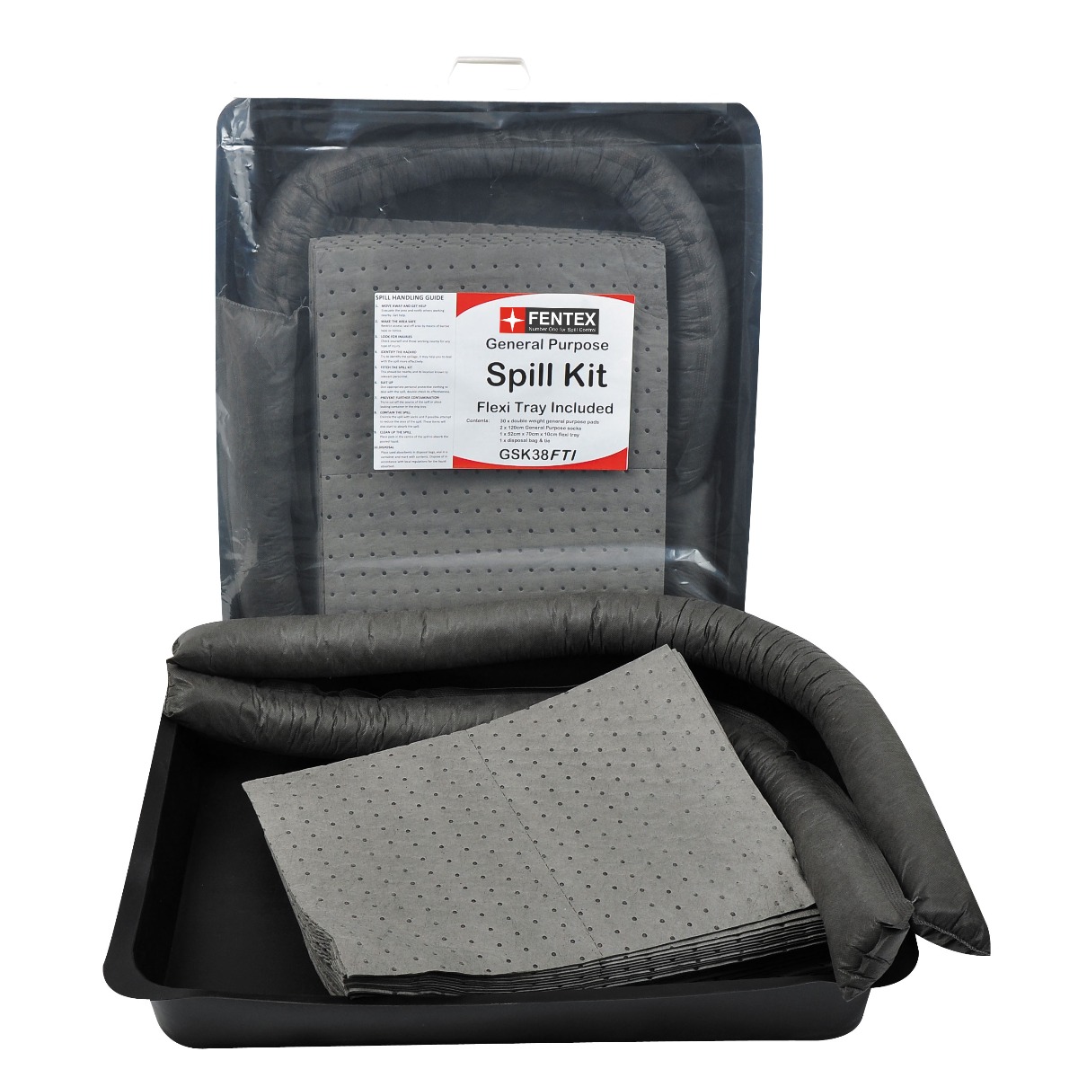 38L General Purpose Spill Kit c/w 52cm x 70cm Flexi Tray