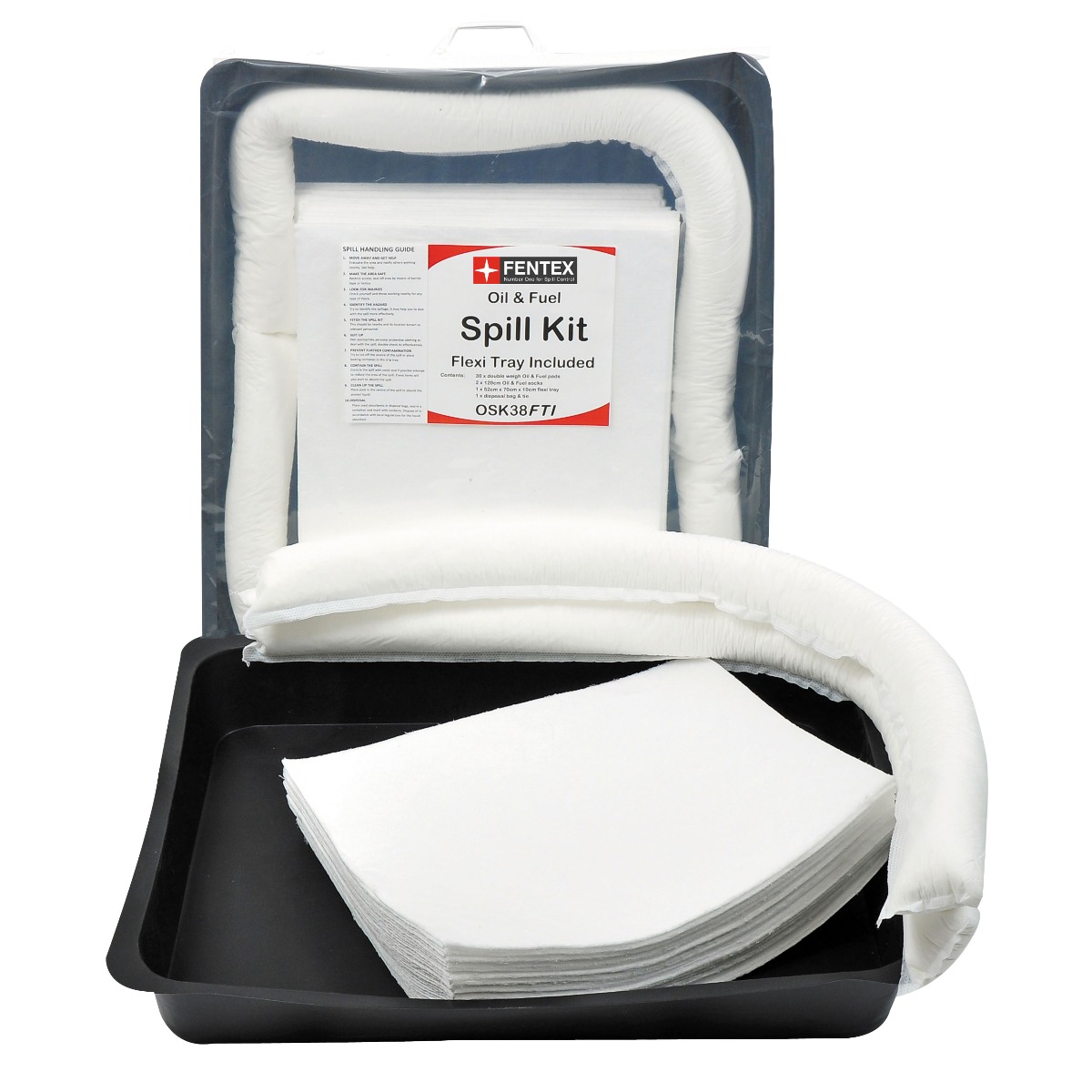 38L Oil Spill Kit c/w 52cm x 70cm Flexi Tray