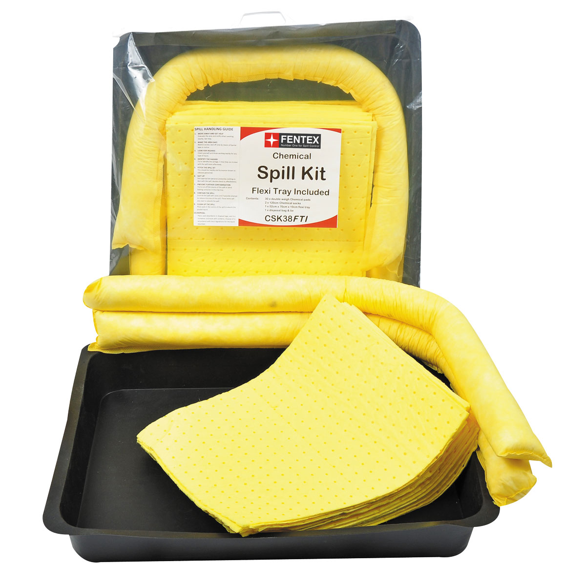 38L Chemical Spill Kit c/w 52cm x 70cm Flexi Tray